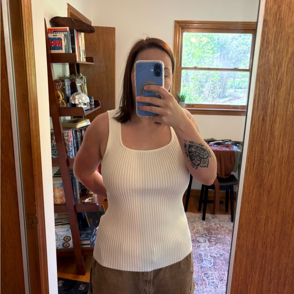 White Ribbed Tank Top - Picture 2 of 5